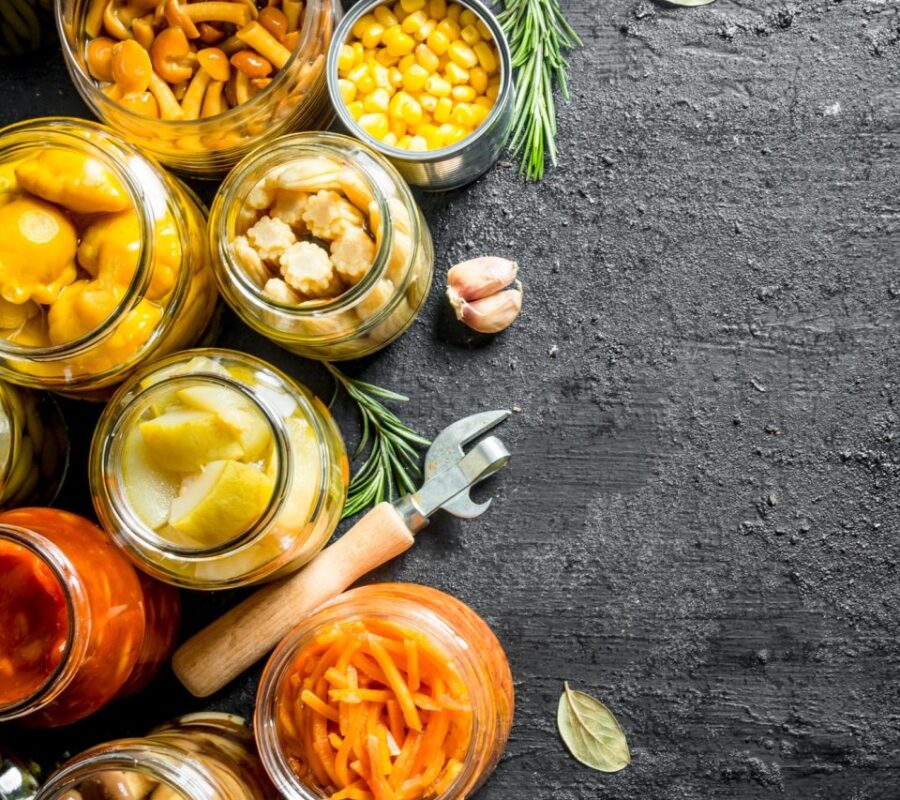 Jars of pickled food.